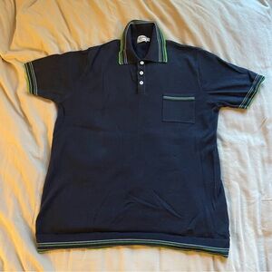 VTG Bench Navy Polo with Green Accents